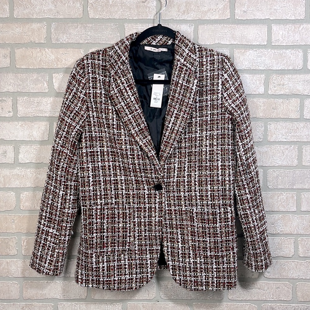 NWT Francesca’s Darla Tweed Plaid Blazer- Size M